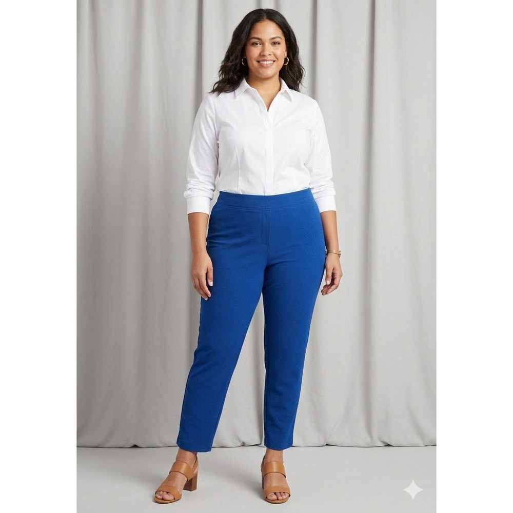 Lila Rose Tapered Trousers Women SZ 20W Royal Blue New High Rise Slimming Office